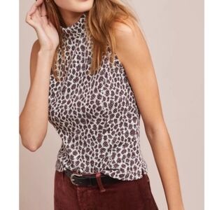 ANTHROPOLOGIE AKEMI + KIN TUNIC TOP leopard print